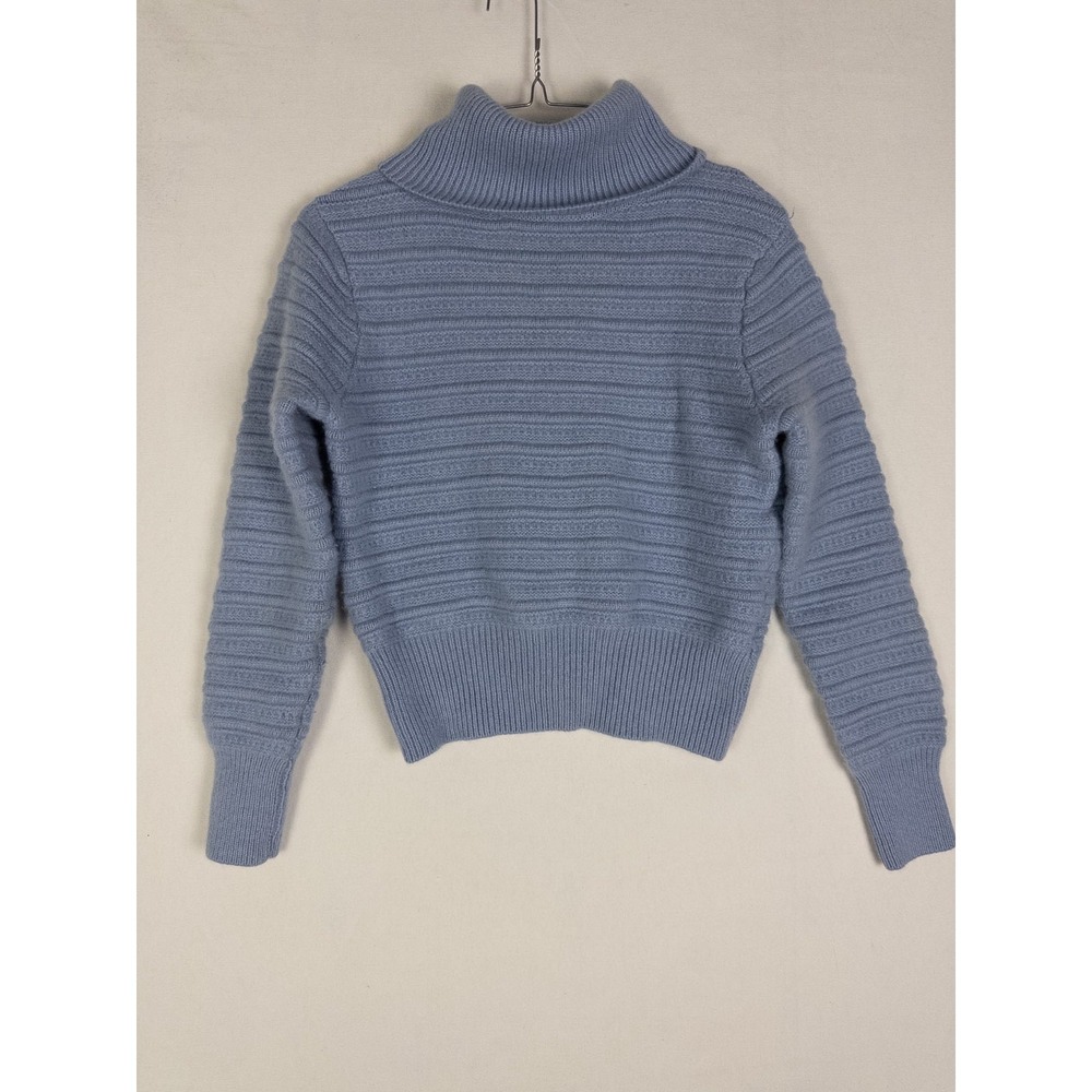 The Cashmere Project Turtleneck Sweater Womens M Blue Cableknit Chunky Pullover
